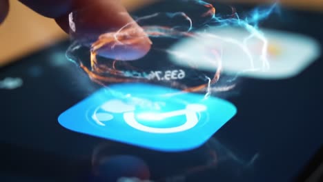 user interaction with a digital application: a close-up on touchscreen technology revealing dynamic visual effects during app engagement
