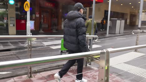 people walking on a rainy melbourne street