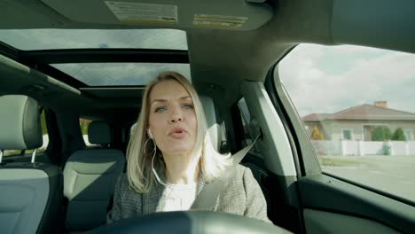 woman driving a car