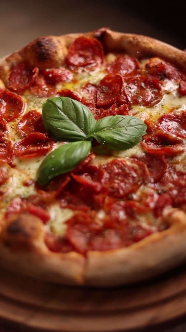 맛있는 페페로니 피자의 클로즈업