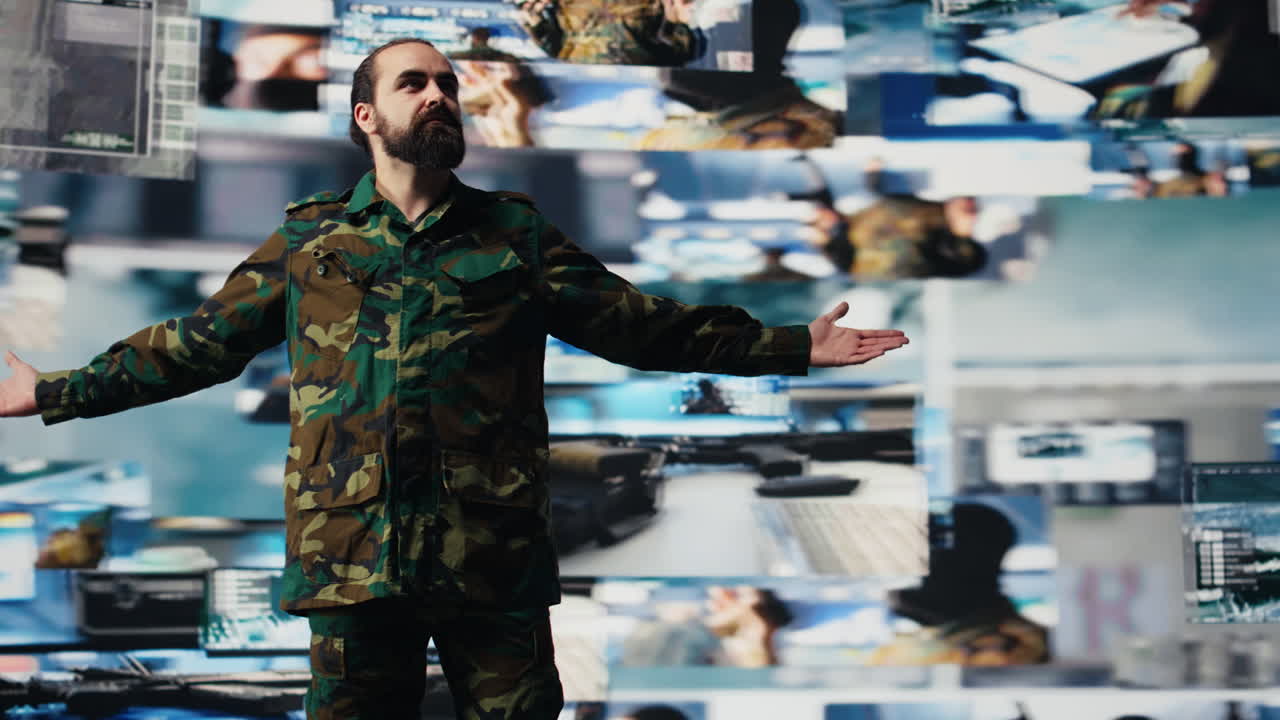 Army officer works in national defense operations with digital tech