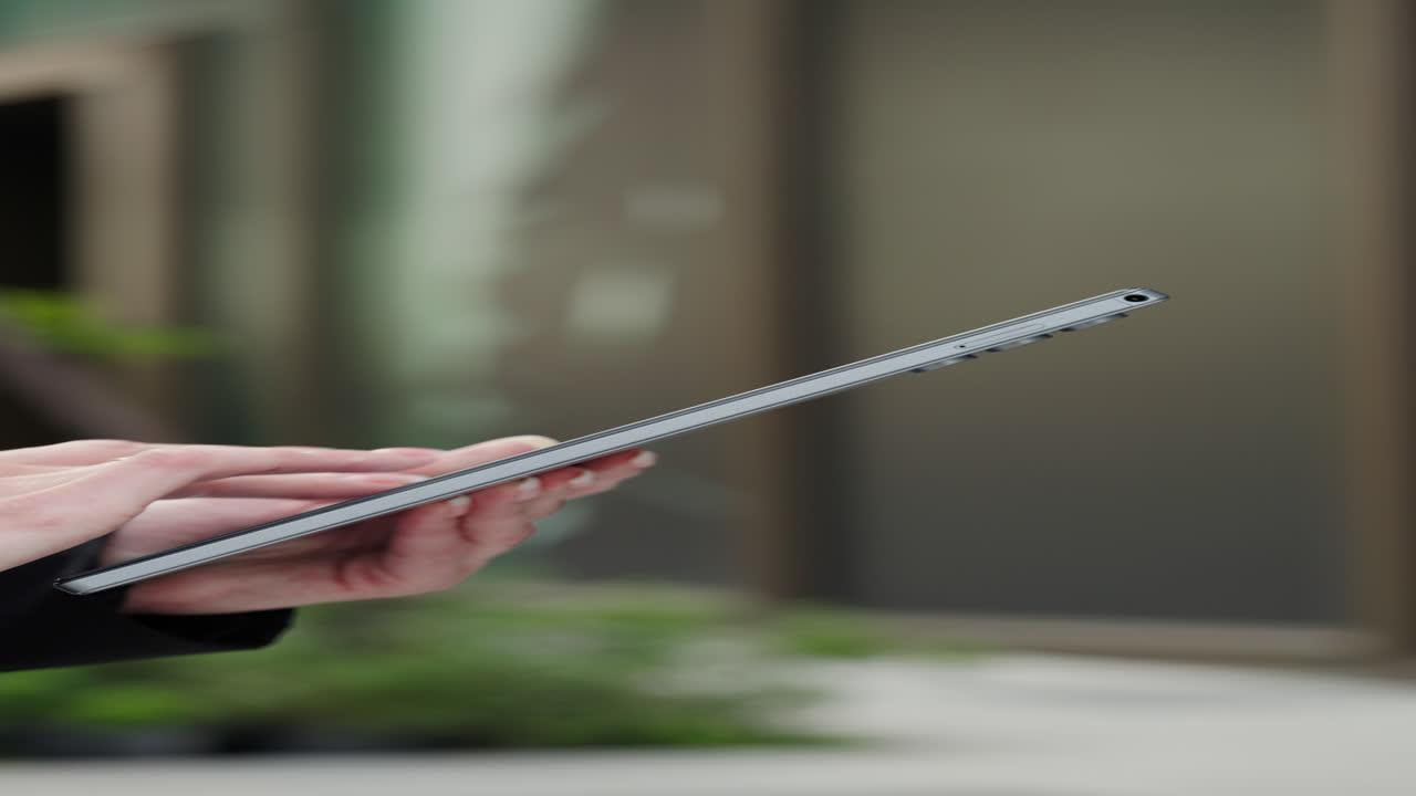 Using a tablet outdoors