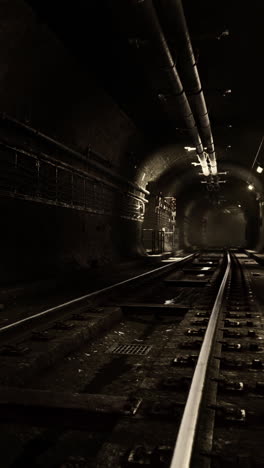 dark and mysterious train tunnel