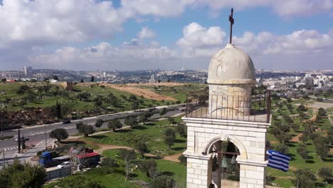 mar elias monastery and jerusalem in background, aerial view