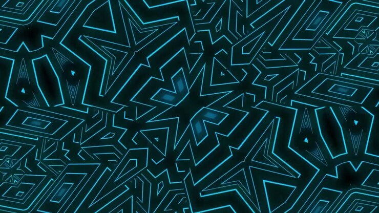 Abstract Kaleidoscope Pattern with Pulsing Neon Geometric Shapes