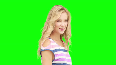 pretty blonde smiling at camera