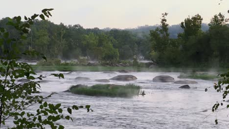 mist hovering over the james river at pony pasture, richmond virginia