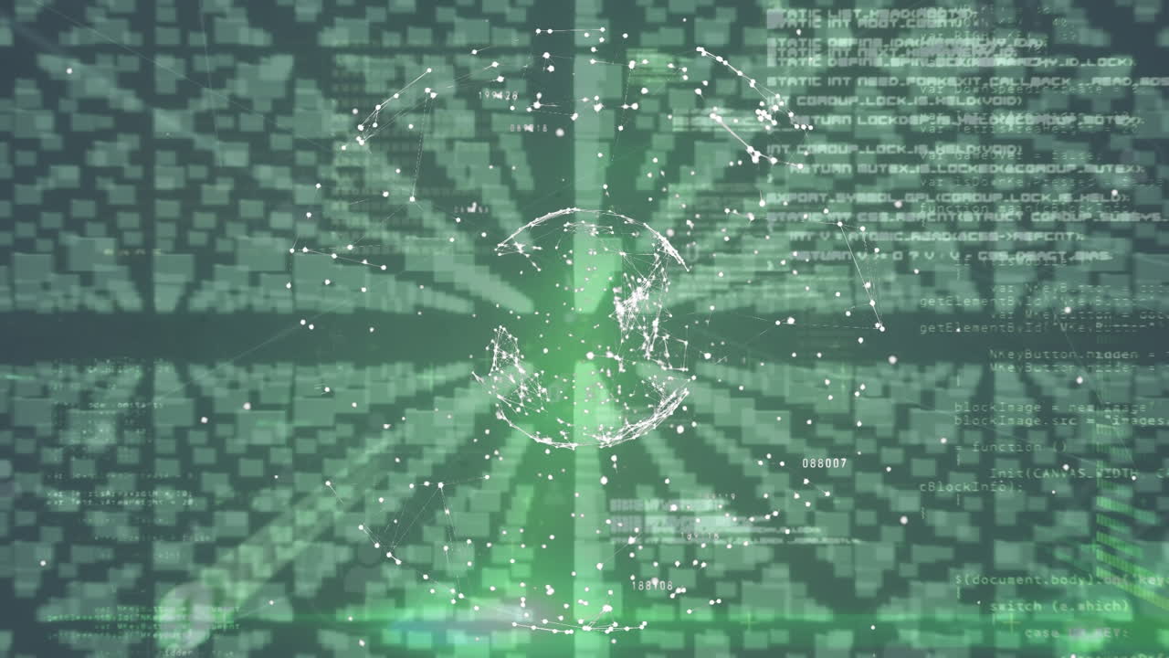 animación de la esfera giratoria, carpetas y procesamiento de datos a través de un candado digital