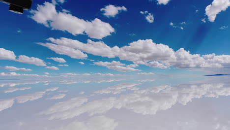 reflective sky over uyuni salt flats