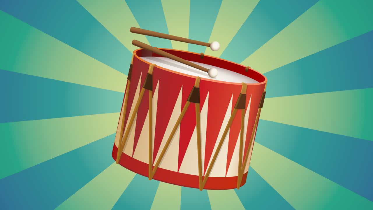 회전 반지 배경에 드럼 롤의 만화 루프