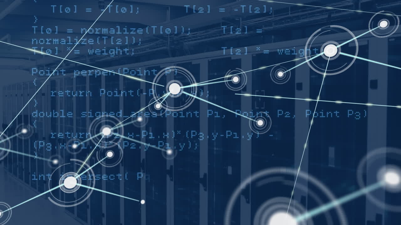 연결 네트워크의 애니메이션과 컴퓨터 서버  ⁇ 에 대한 데이터 처리