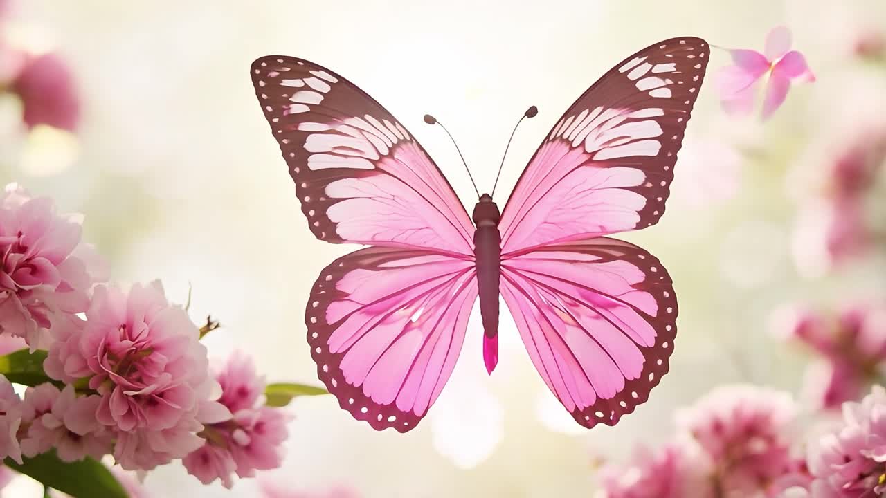 Farfalla rosa sui fiori