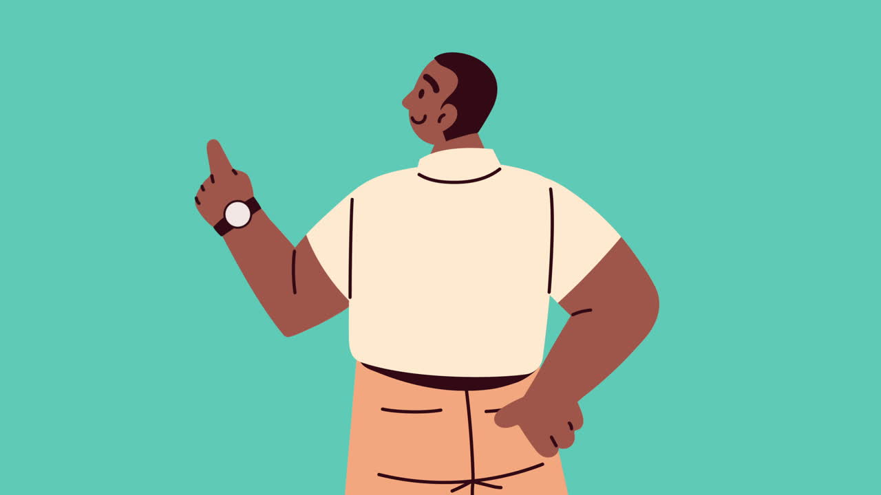 afro businessman worker character animation