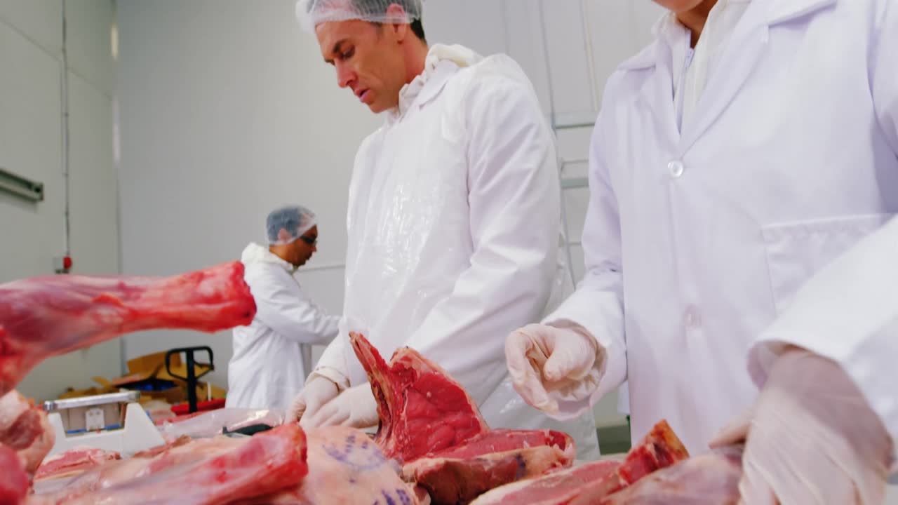 squadra di macellai che lavorano