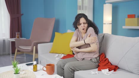 sick young woman whose bones hurt when he sneezes.