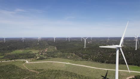 establish large wind park with turbines in the horizon, global free emission