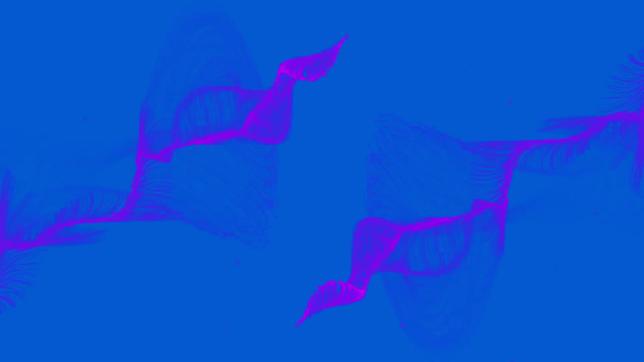 파란색 배경 위에 보라색 빛의 트레일의 애니메이션