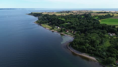 ven island, sweden: aerial video taken by a drone slowly flying over the coast of ven island, sweden