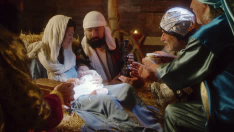 nativity scene with wise men