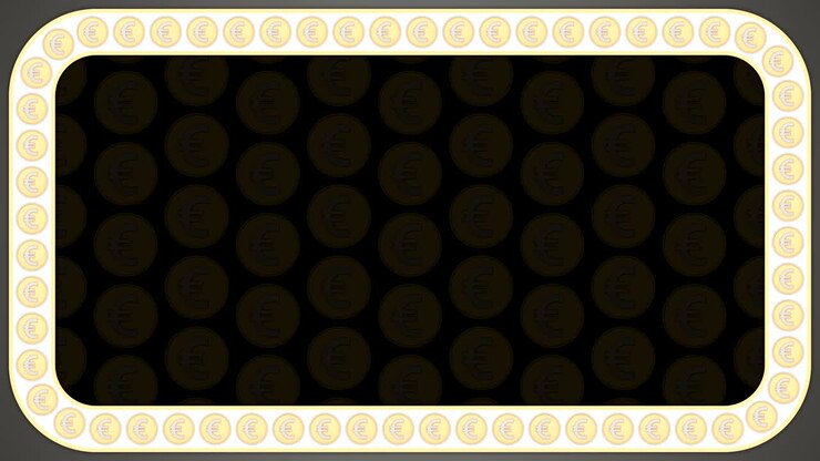 Euro money coins gray background rectangle frame