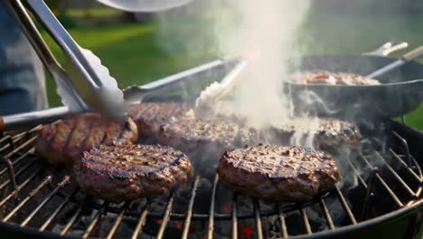 sizzling grill feast: perfectly grilled burgers with smoky flavor and charred marks, ideal for outdoor gatherings and summer cookouts