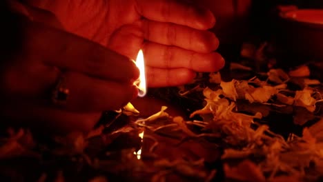 a lamp lit on the occasion of a festival in india