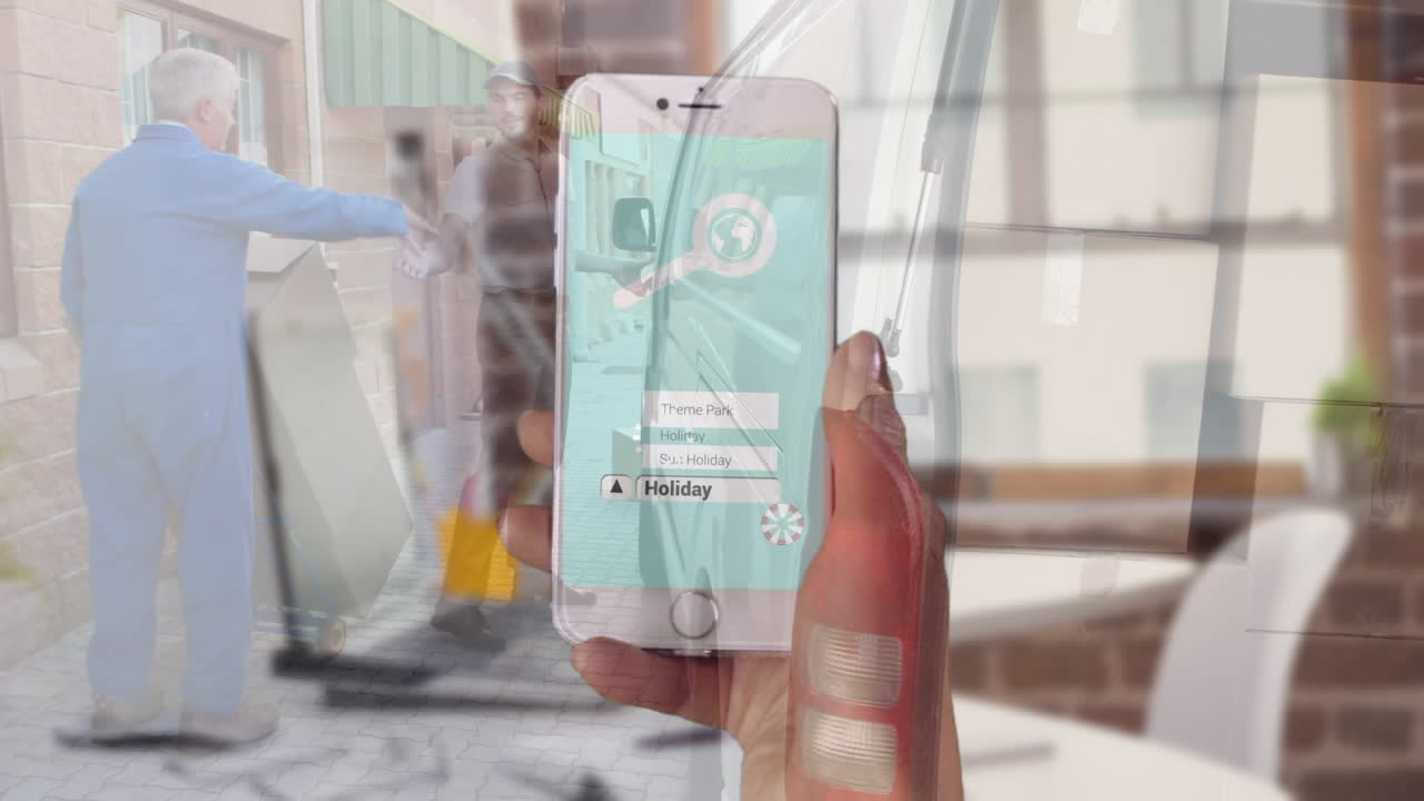 다채로운 기하학적 패턴의 애니메이션 사업가가 던지고 잡는 돼지통