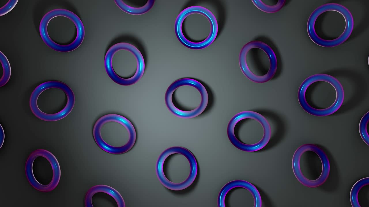 torus de vidrio púrpura 3d girando en una superficie oscura. animación de bucle sin costuras de 4k creativa y abstracta.