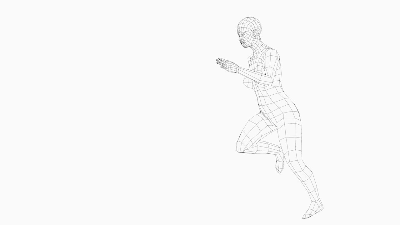 Wireframe wanita berlari, mulus