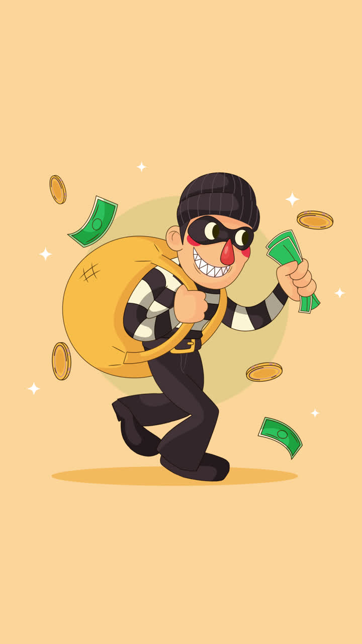 ladrón de dibujos animados con dinero