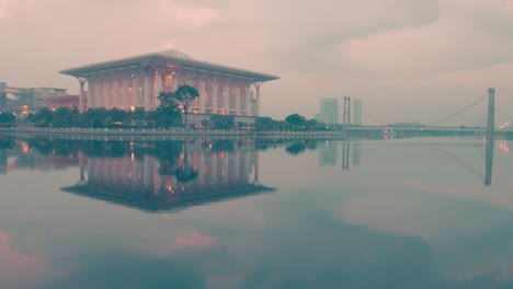 iron mosque in putrajaya a beautiful view at sunrise, kuala lumpur, malaysia