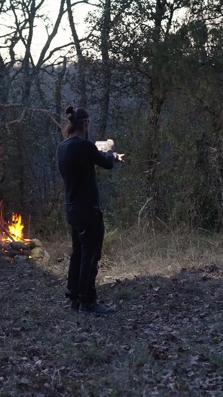 Man in the Forest at Night