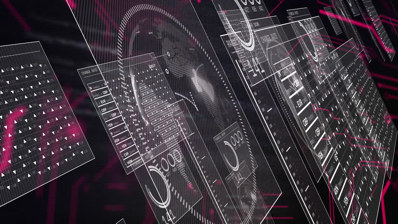 Displaying complex data charts, digital interface with futuristic animation design