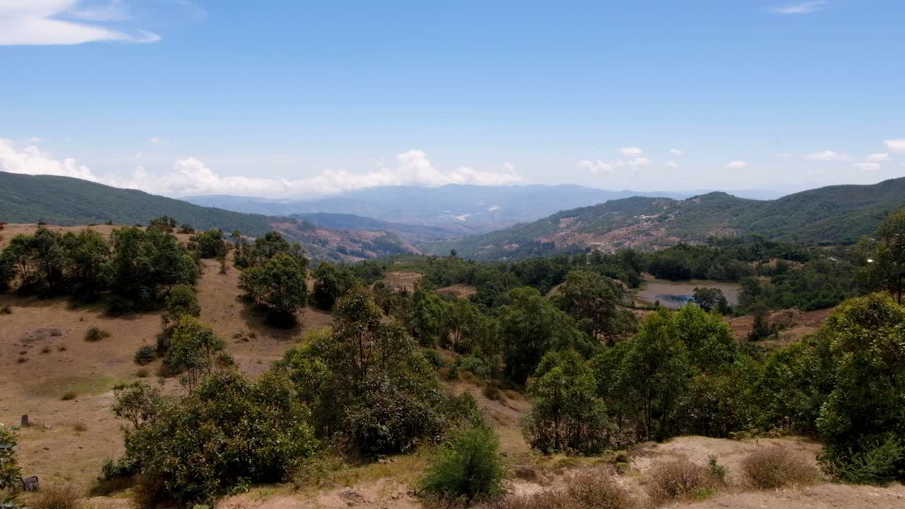 Scenic landscape view from Mount Ramelau region in rural countryside districts of Timor-Leste, Southeast Asia