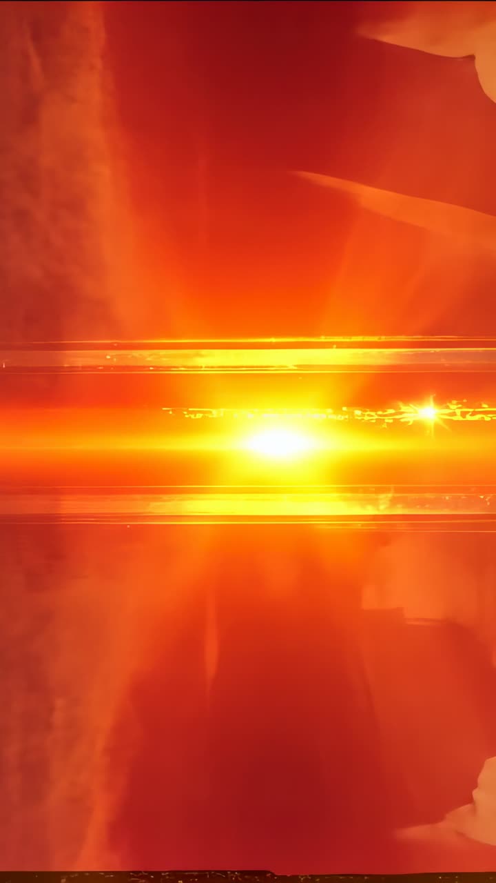 Vertical video: Lighting center light band casting flare on set, revealing two silhouettes in tops