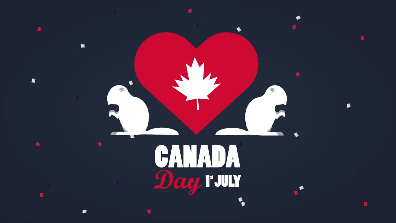 felice festa del giorno del canada con i castori e il cuore