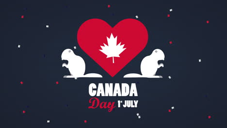 feliz celebración del día de canadá con castores y corazón