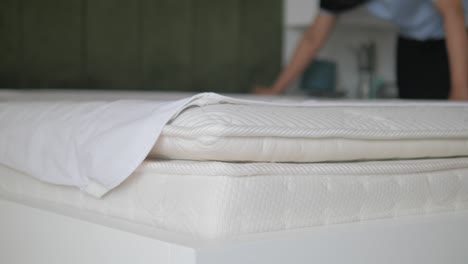 making the bed
