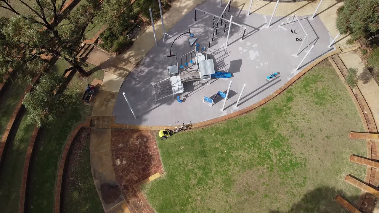 Aerial Birds Eye View Over Round Play Park, Las Ramblas, Clarkson, Perth