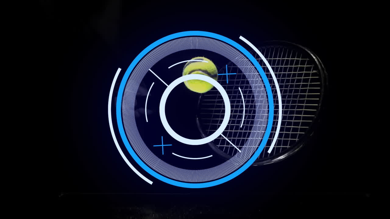 Animation of scope scanning over caucasian male tennis player
