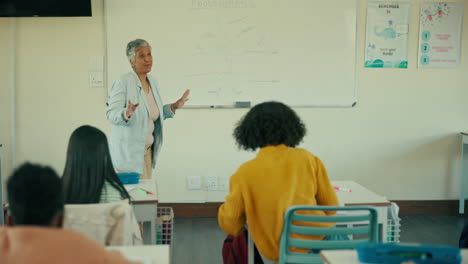 teacher explaining photosynthesis to students in a classroom