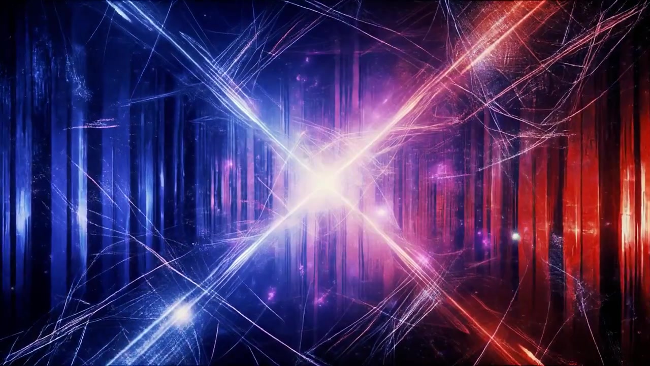 Abstract Motion Background with Glowing Blue and Red Light Streaks