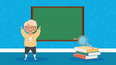 niño sonriente en un aula