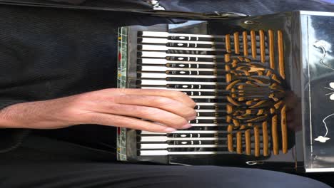 man playing a traditional accordion