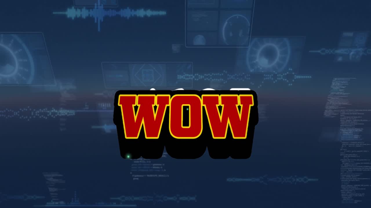 범위 스캐닝과 데이터 처리의 wow 텍스트의 애니메이션