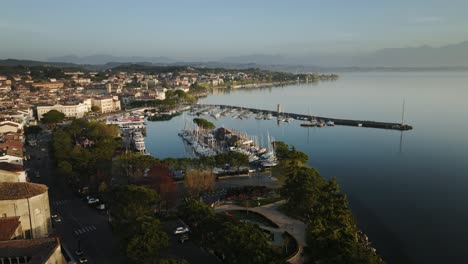 aerial footage at lake garda at desenzano del garda