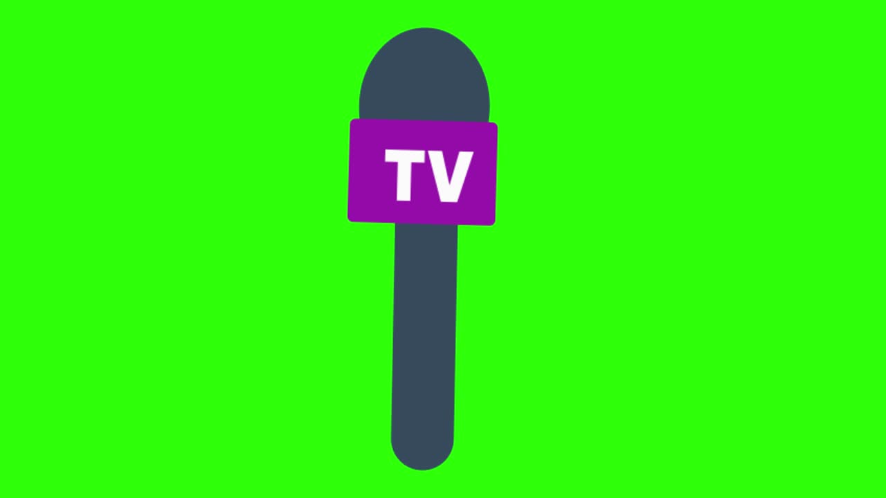 2d animated illustration of a tv microphone on a green screen