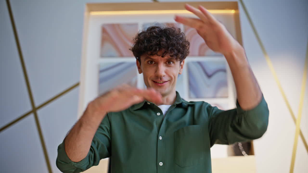 Man with Curly Hair Smiling