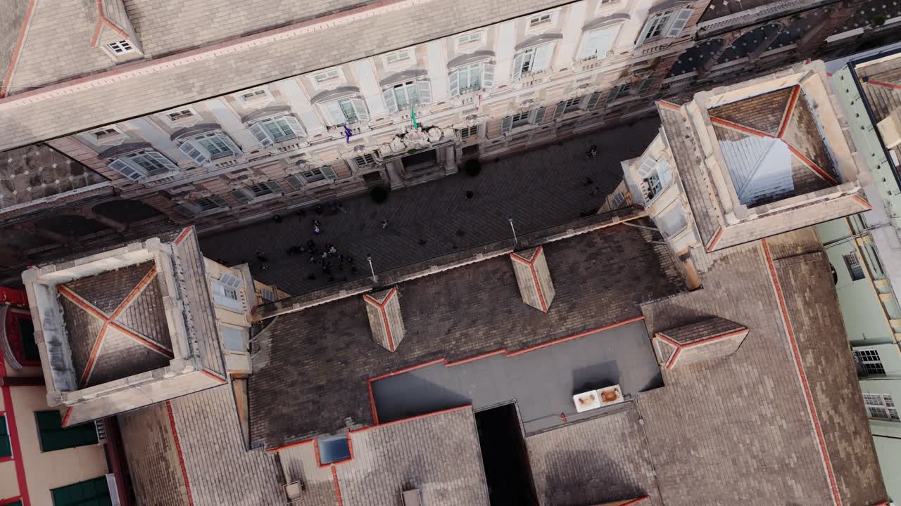 Aerial View of a Historic Palace in Genoa, Italy