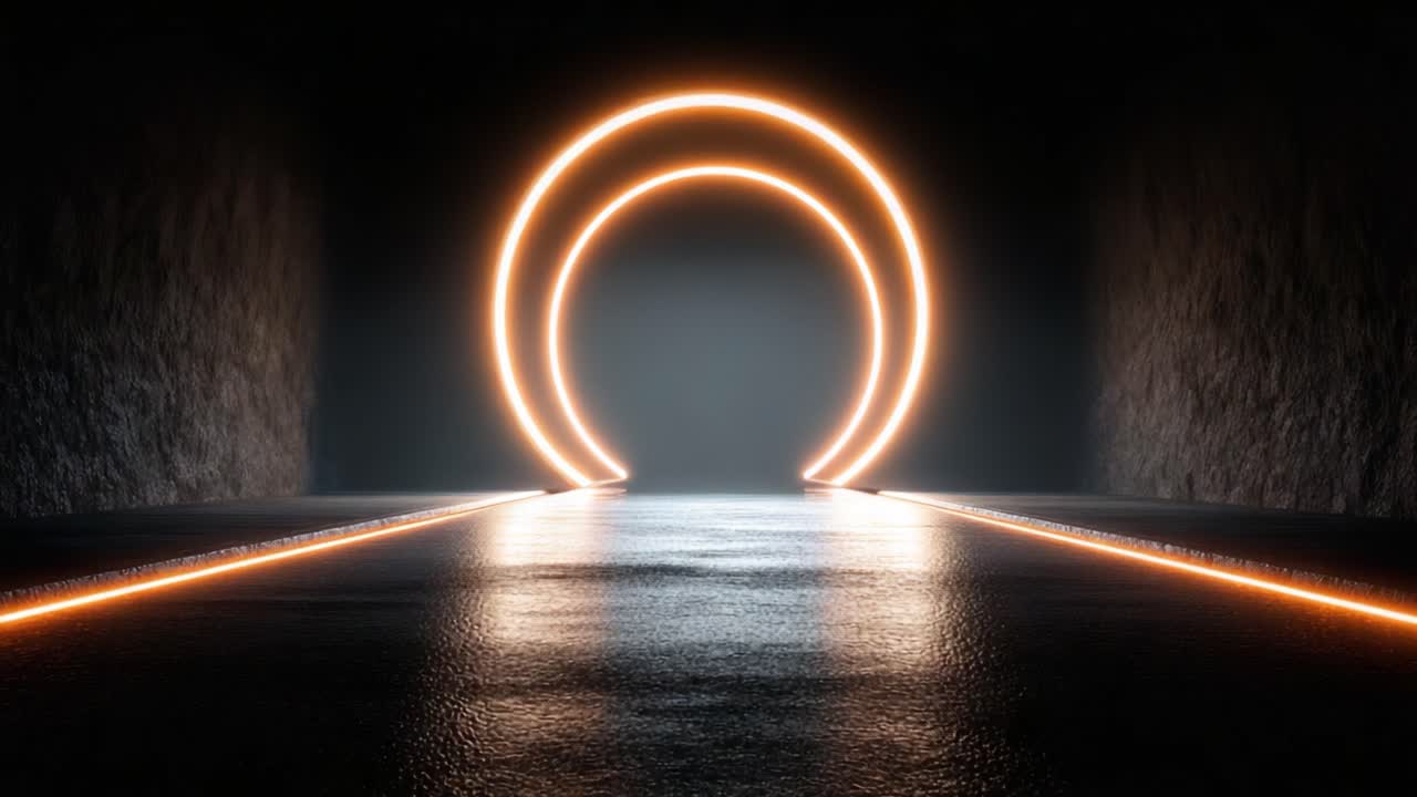 A Mesmerizing Journey Through an Illuminated Tunnel: The Enigmatic Glow of a Circular Light in the Darkness